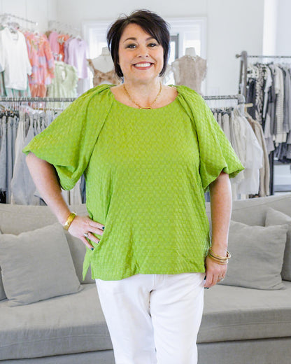 Lime Puff Sleeve Top