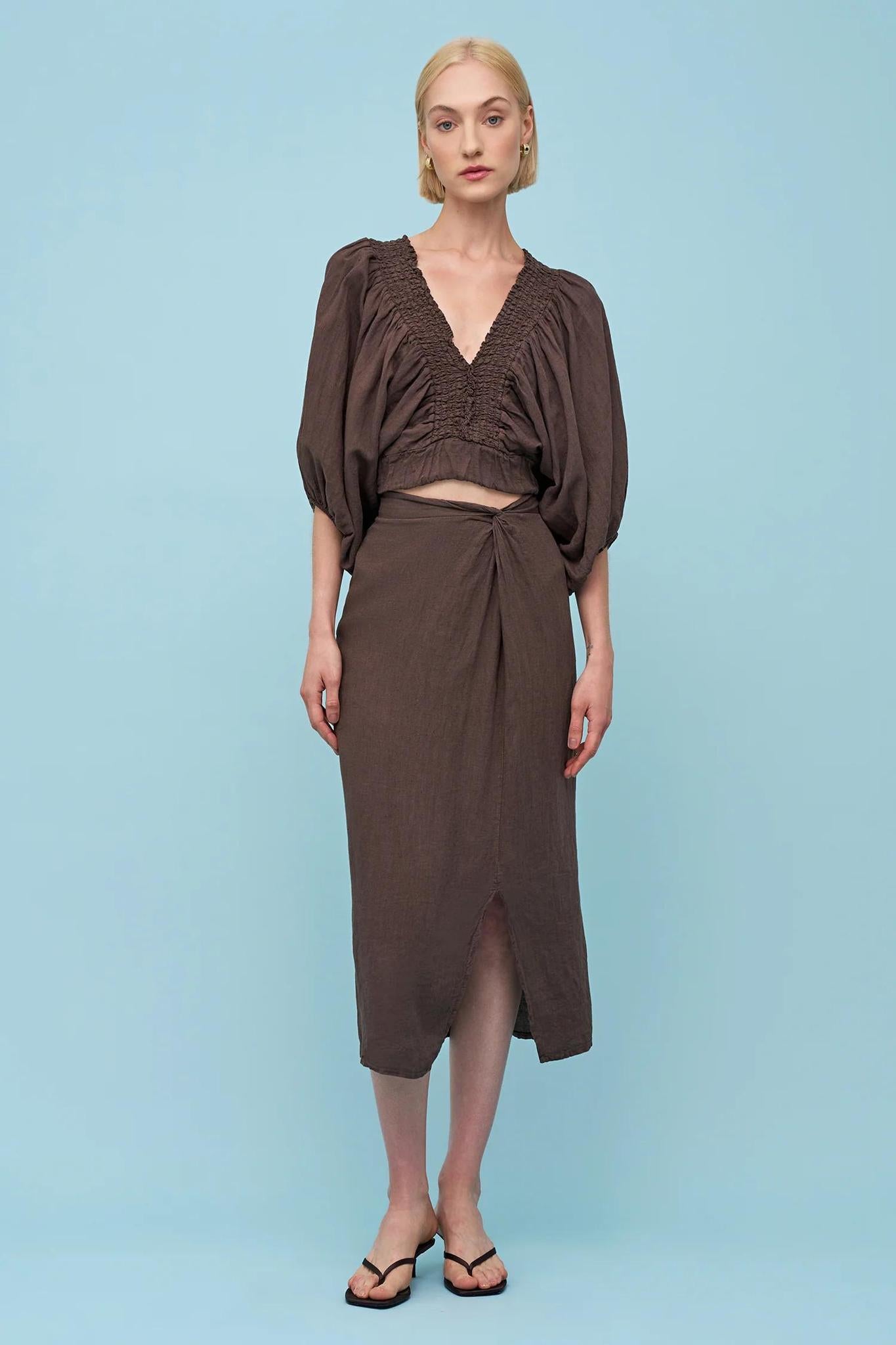 Linen Pull On Skirt