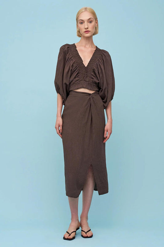 Linen Pull On Skirt