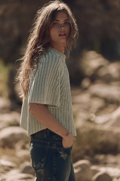 Free People Amy Sweater Tee- Cameo Green