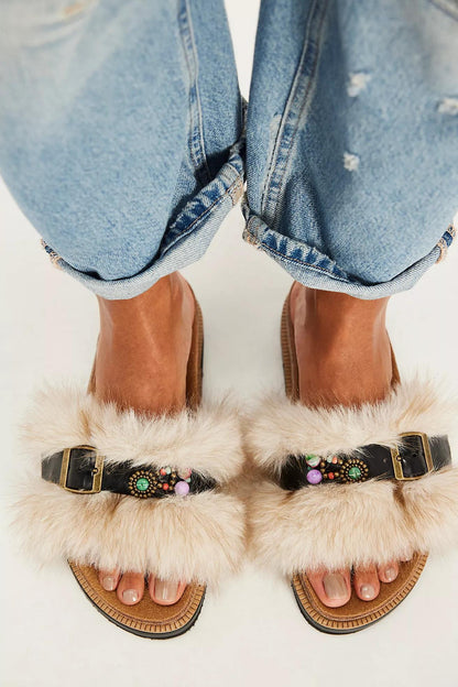 Frankie Fur Slide- Oatmeal