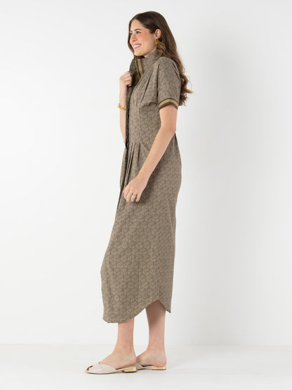 Emily McCarthy Georgia Dress- Green Tonal Monogram