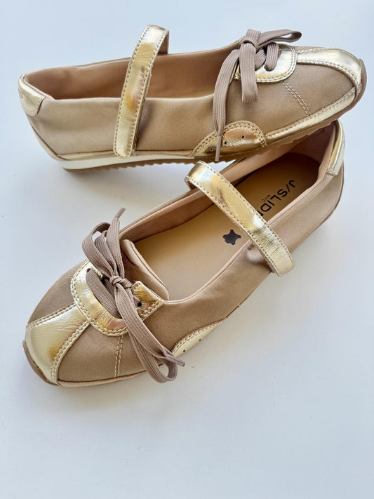 J Slides Pavia Gold Metallic/Suede Nylon