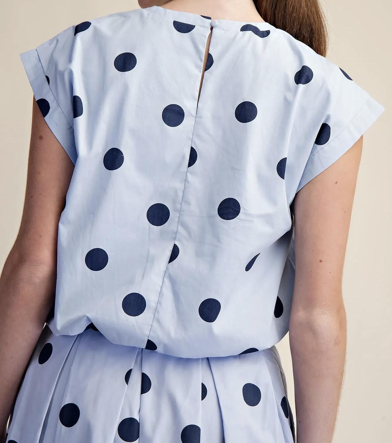 Polka Dot Bubble Top-Blue