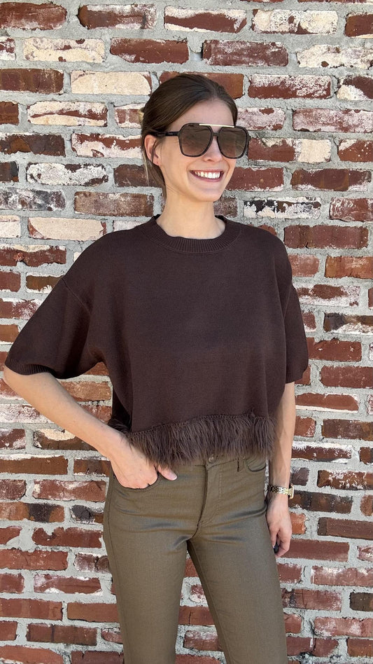 One Size Fur Sweater-Choc
