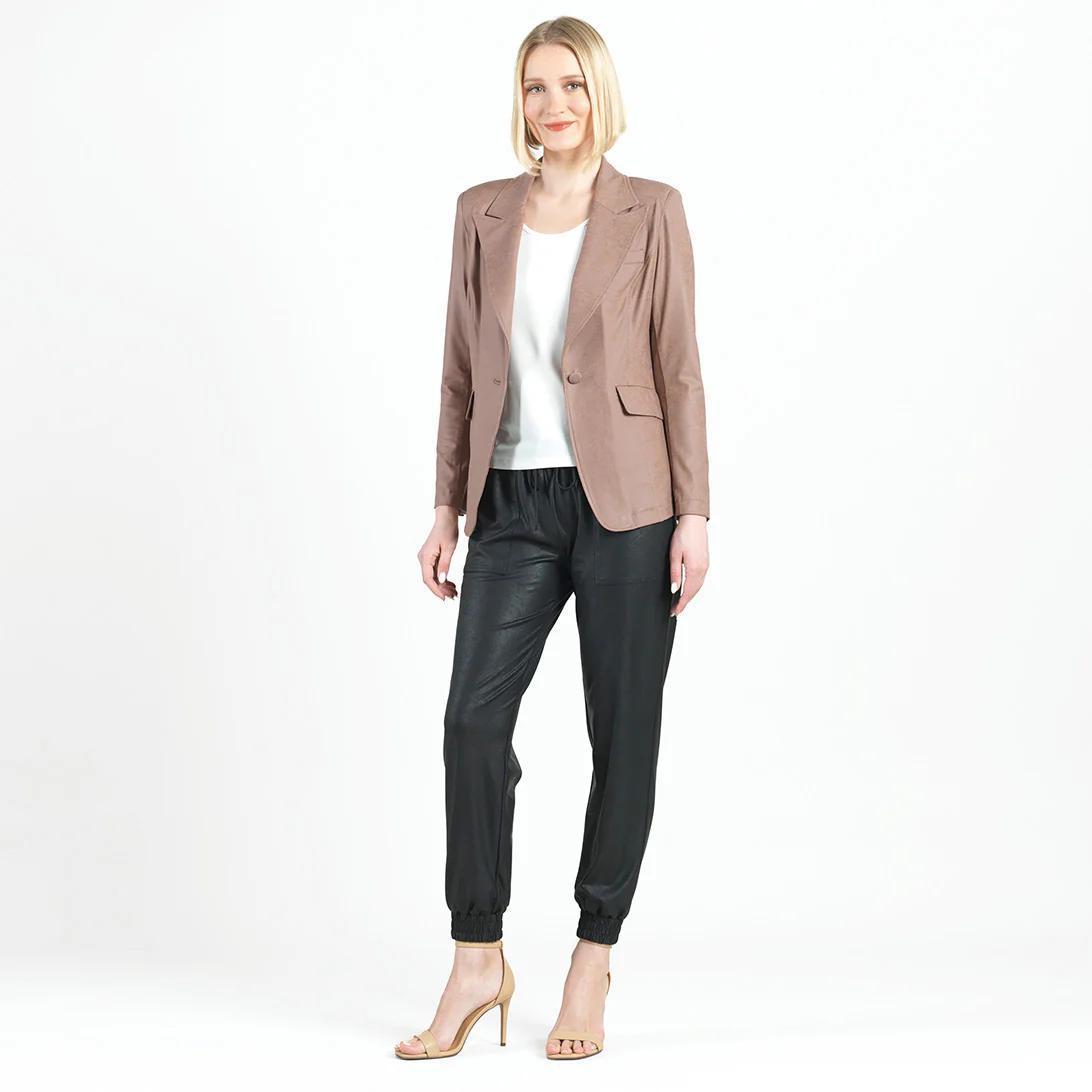 Liquid Leather Blazer- Taupe