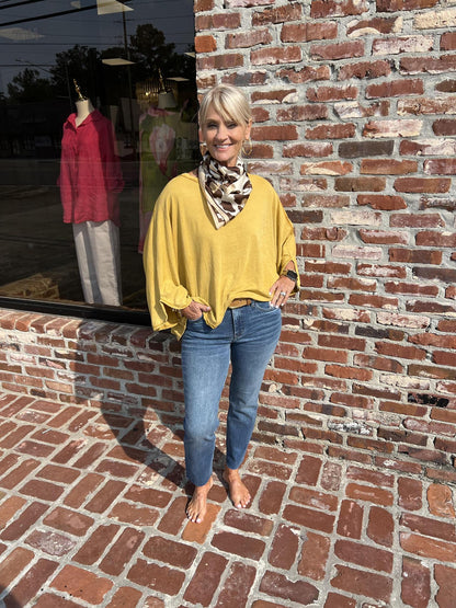 One Size Bat Wing Tee- Mustard