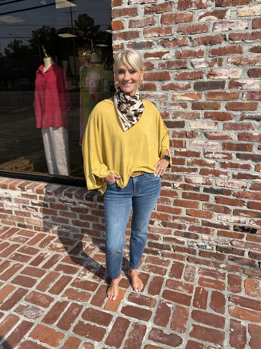 One Size Bat Wing Tee- Mustard