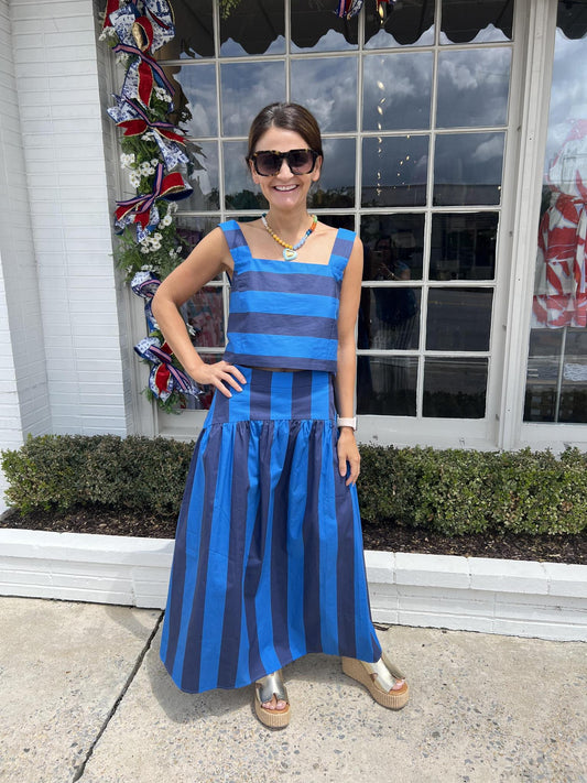 Stripe Cornflower Top
