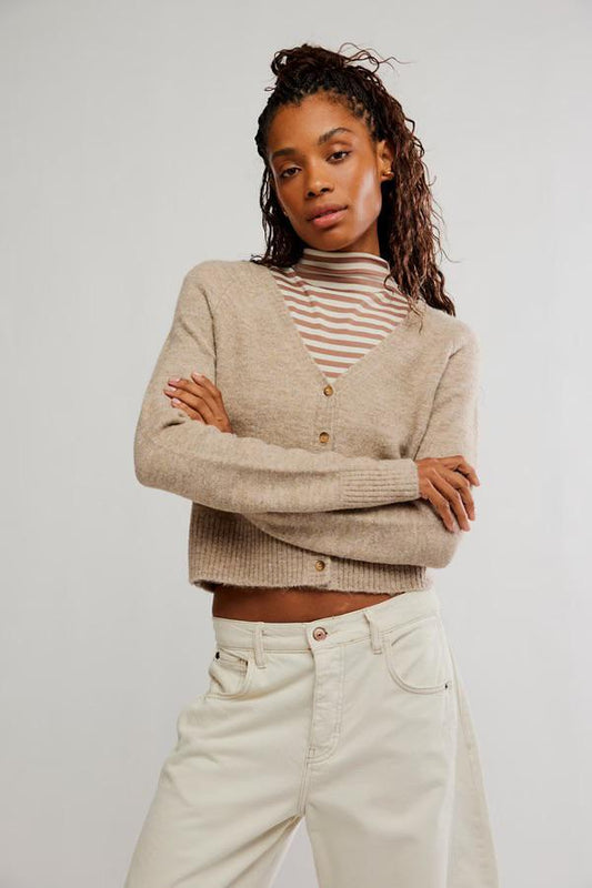 Free People School Girl Cardi- Feather Grey