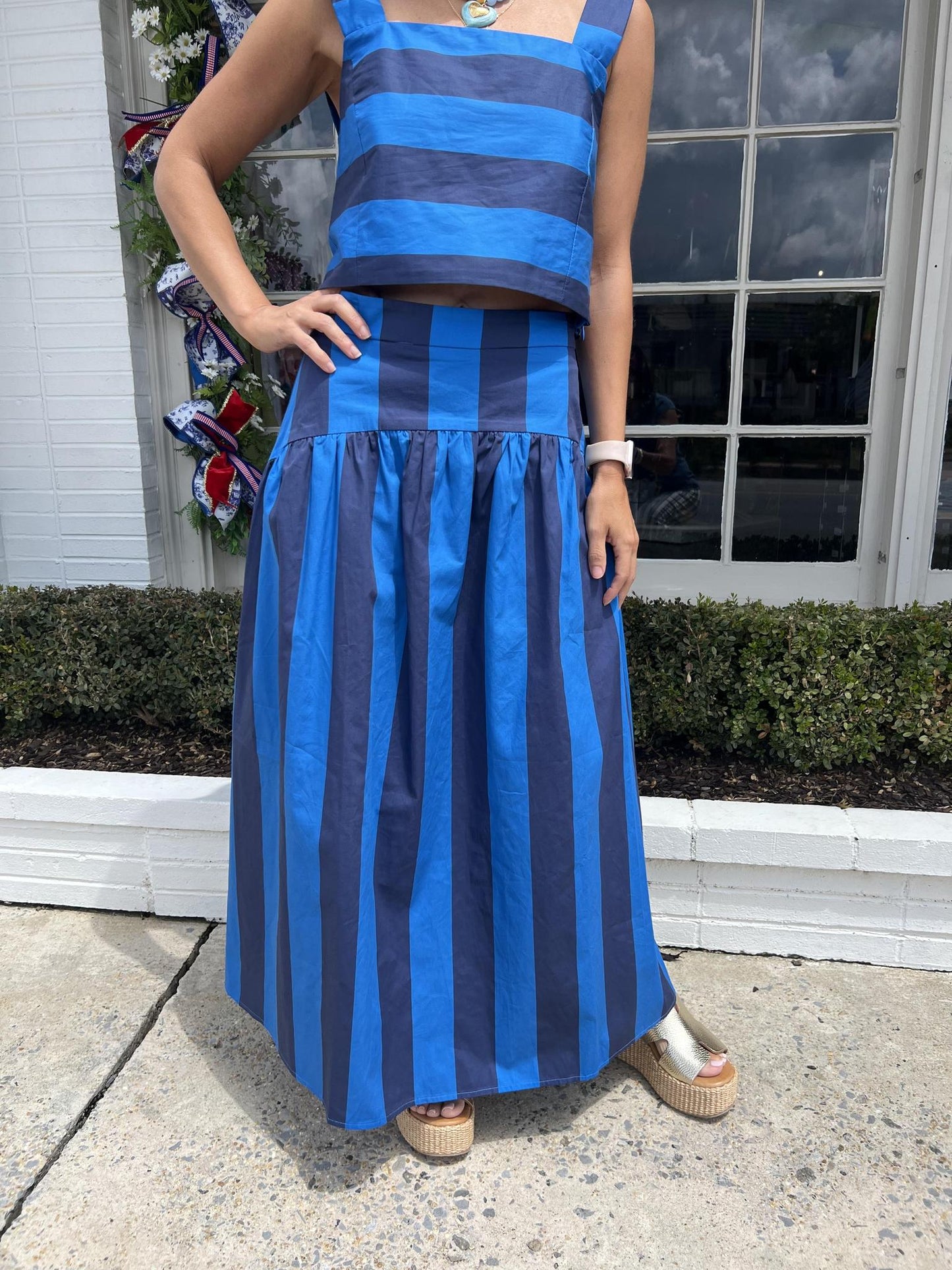 Stripe Cornflower Skirt