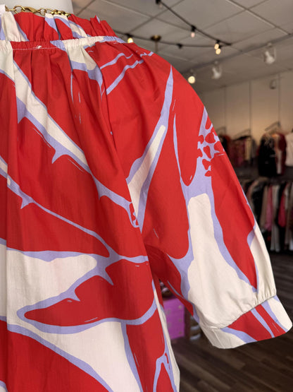 Cici Blouse- Monstera Red