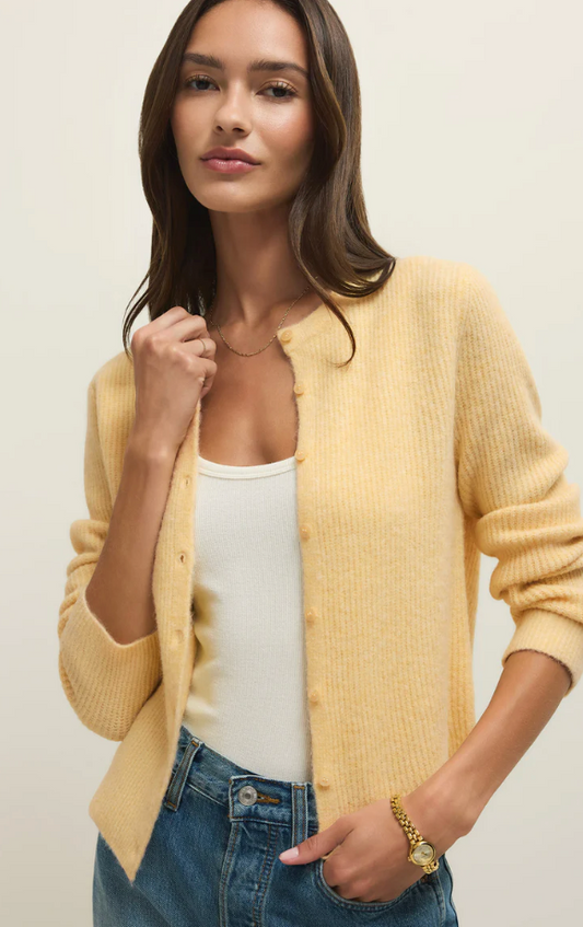 Medina Rib Cardigan- Custard