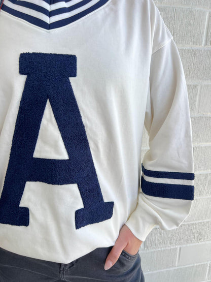 Varsity Sweatshirt- Navy