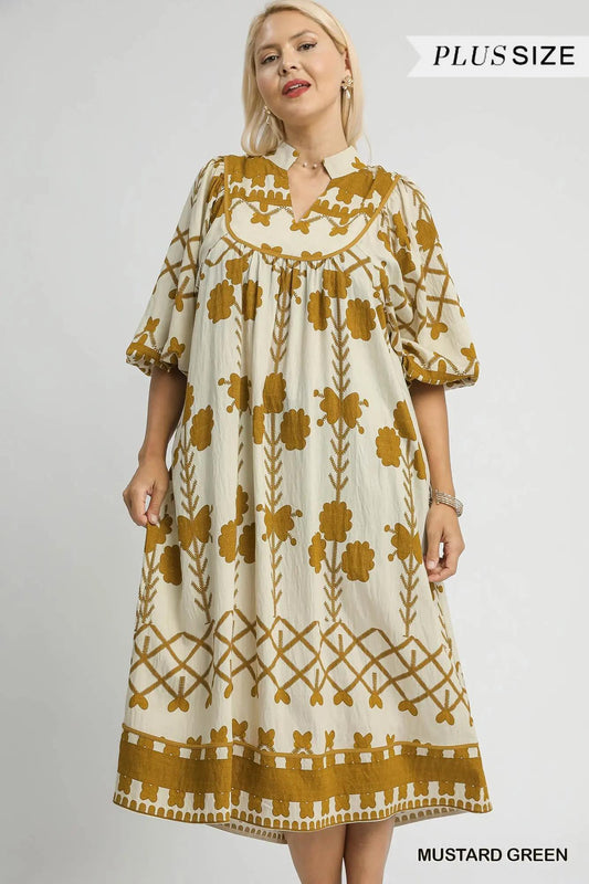 Mustard Collared Midi Dress