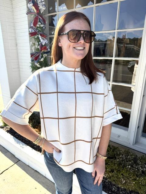Camel Windowpane Sweater