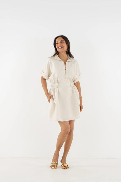 Emily McCarthy Pullover Dress- Sandshell Linen