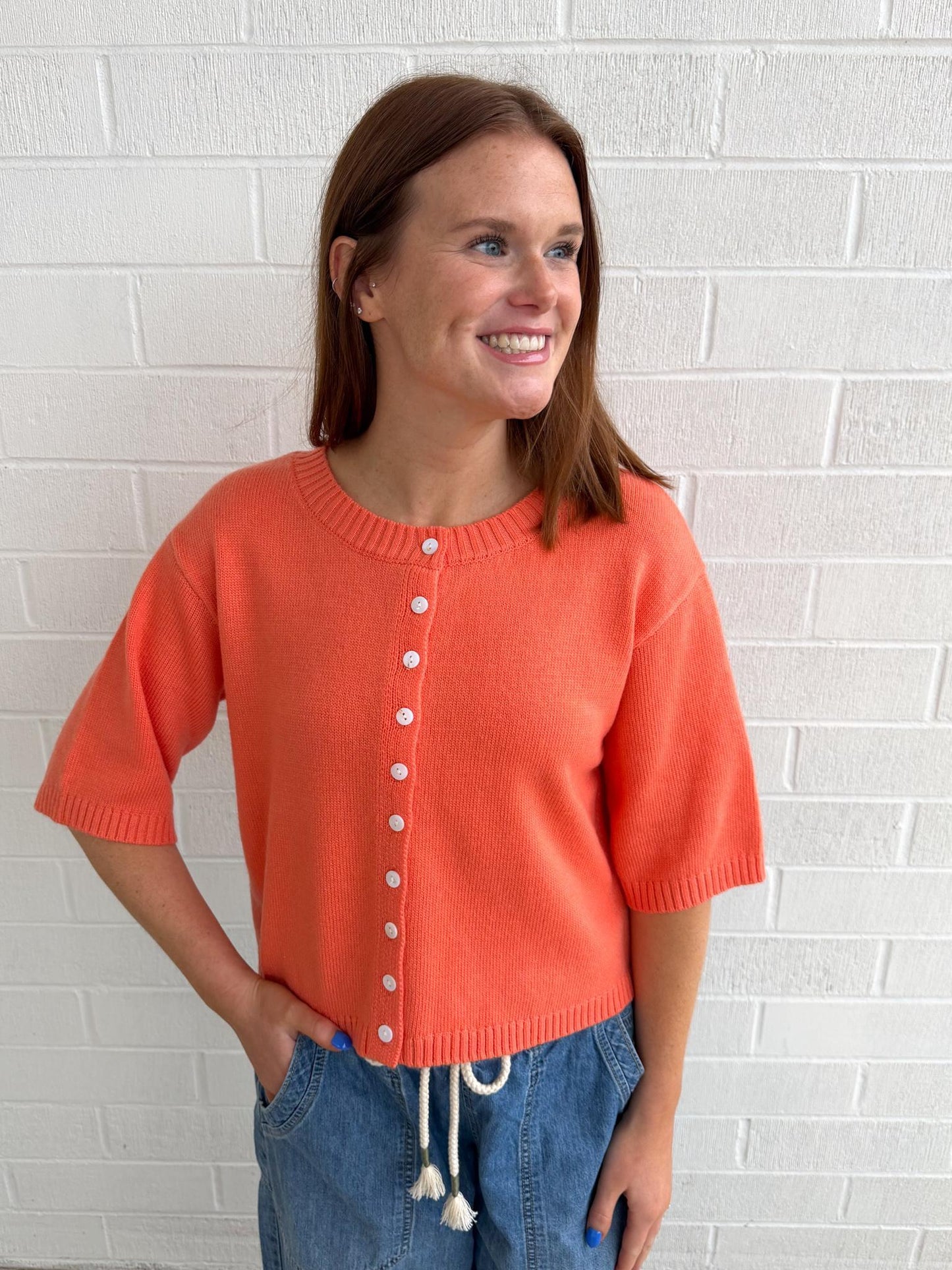 Ivy Jane Cardigan Sweater- Tangerine