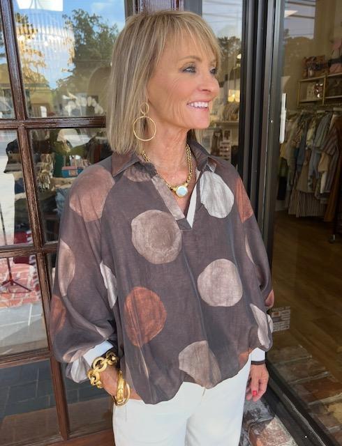 One Size Dot Top-Brown