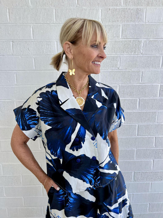 Kya Top- Indigo Lillies