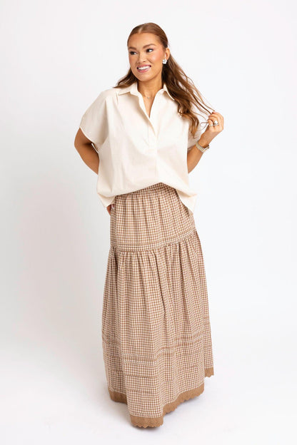 Gingham Tier Maxi Skirt