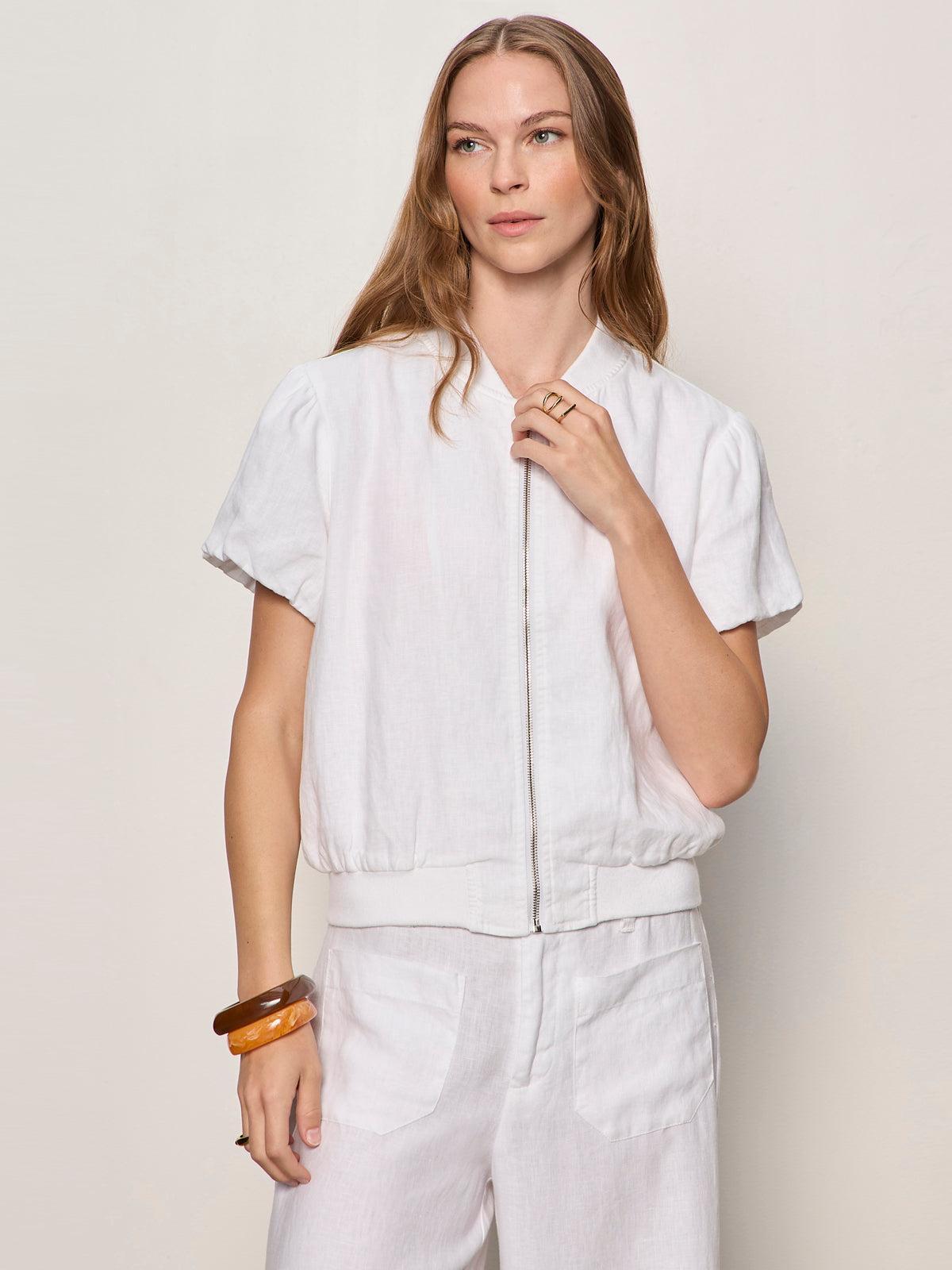 Everly Linen Bomber Jacket