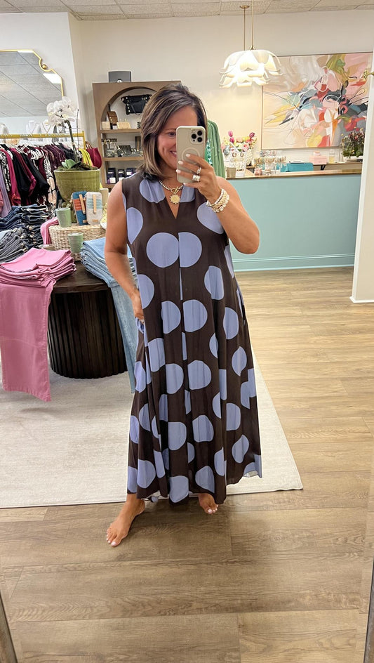 Yolly Dot Dress-Blue