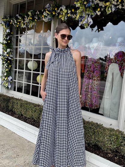 Black Gingham Maxi Dress