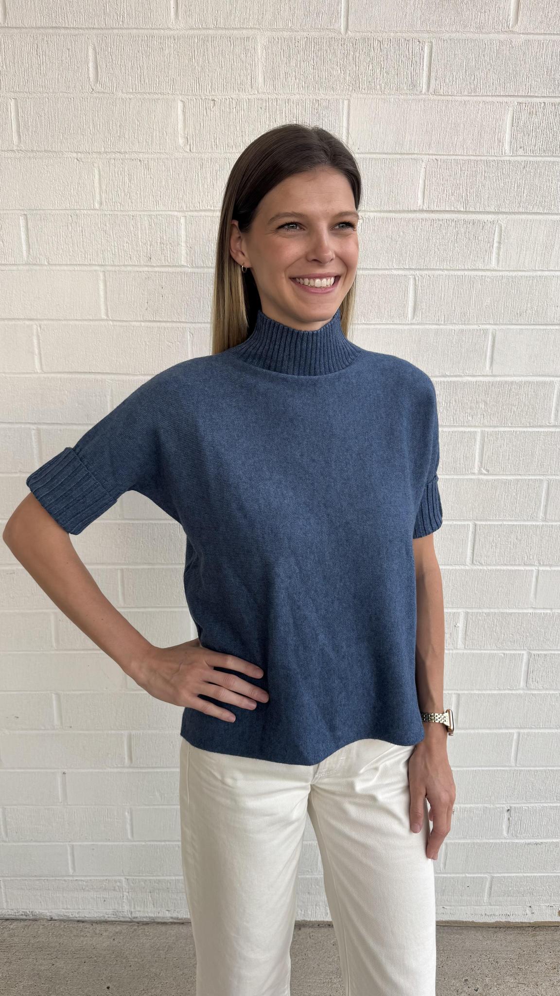 One Size Pullover Sweater-Blue
