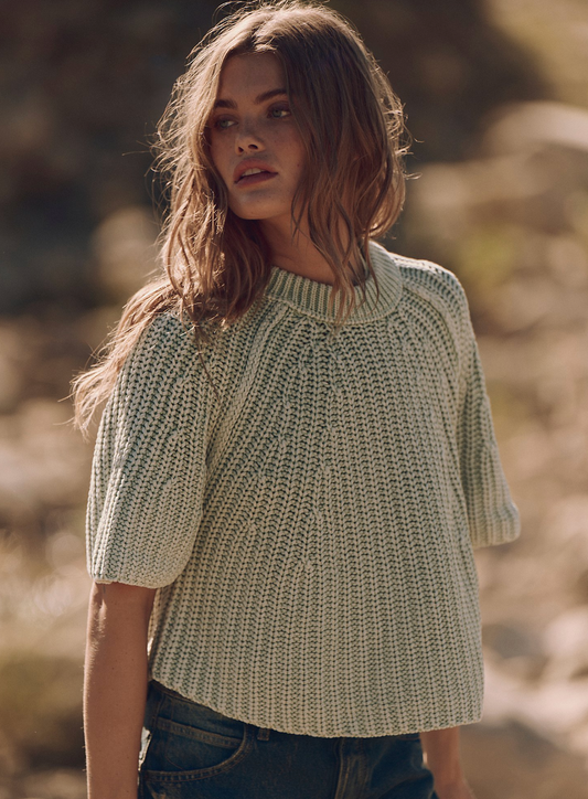 Free People Amy Sweater Tee- Cameo Green