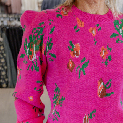 Floral Puff Sweater