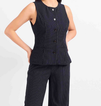 Navy Pinstripe Vest