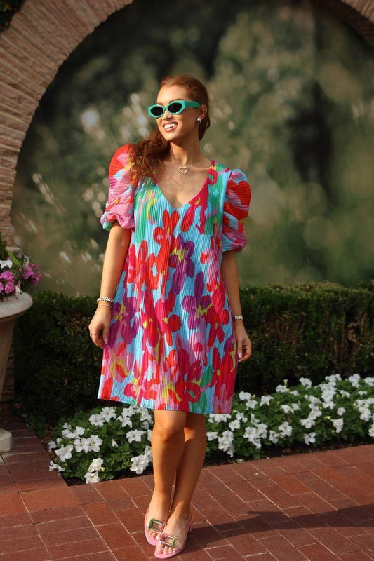 Big Floral Pleat Dress