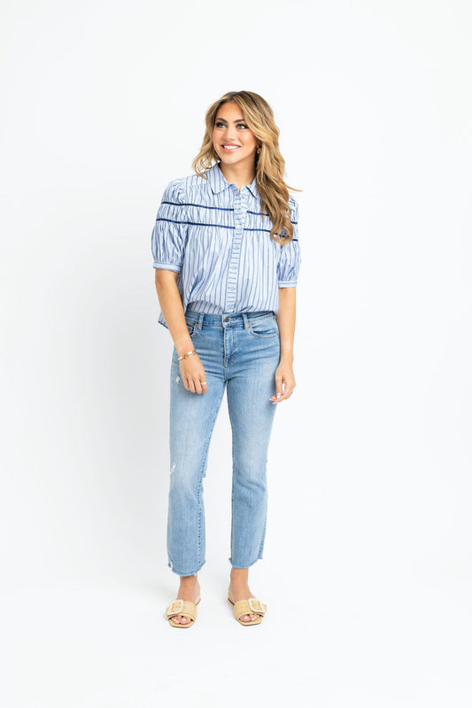 Karlie Navy Stripe Blouse