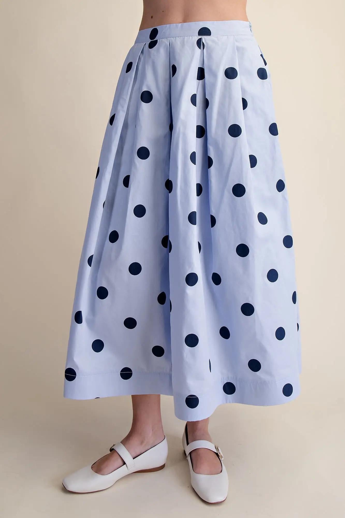 Polka Dot Skirt-Blue