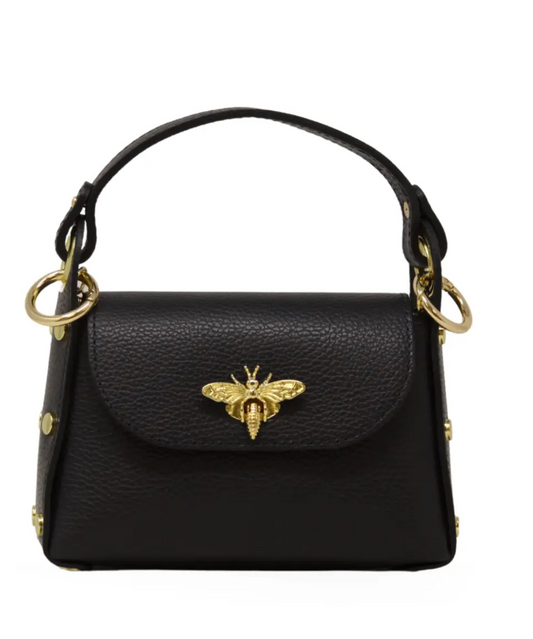 Leather Butterfly Mini Bag- Black