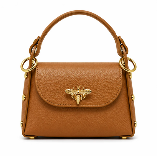 Leather Bumblebee Mini Bag-Camel