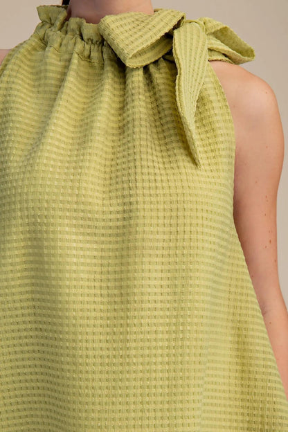 Ruffle Neck Tie Top