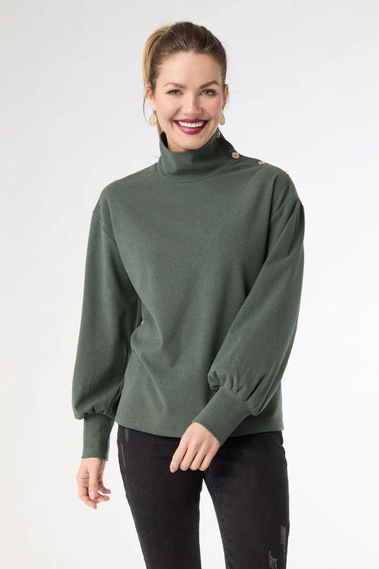 Button Detail Top- Green