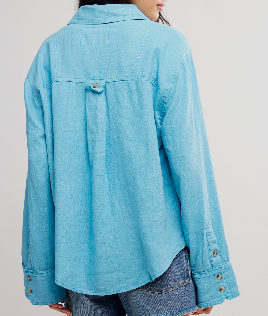 Linen Laurel Top- Milky Blue