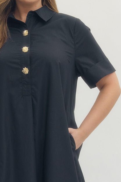 Shirt Dress Midi-Navy