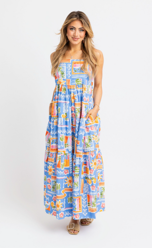 Santorini Scoop Back Maxi Dress