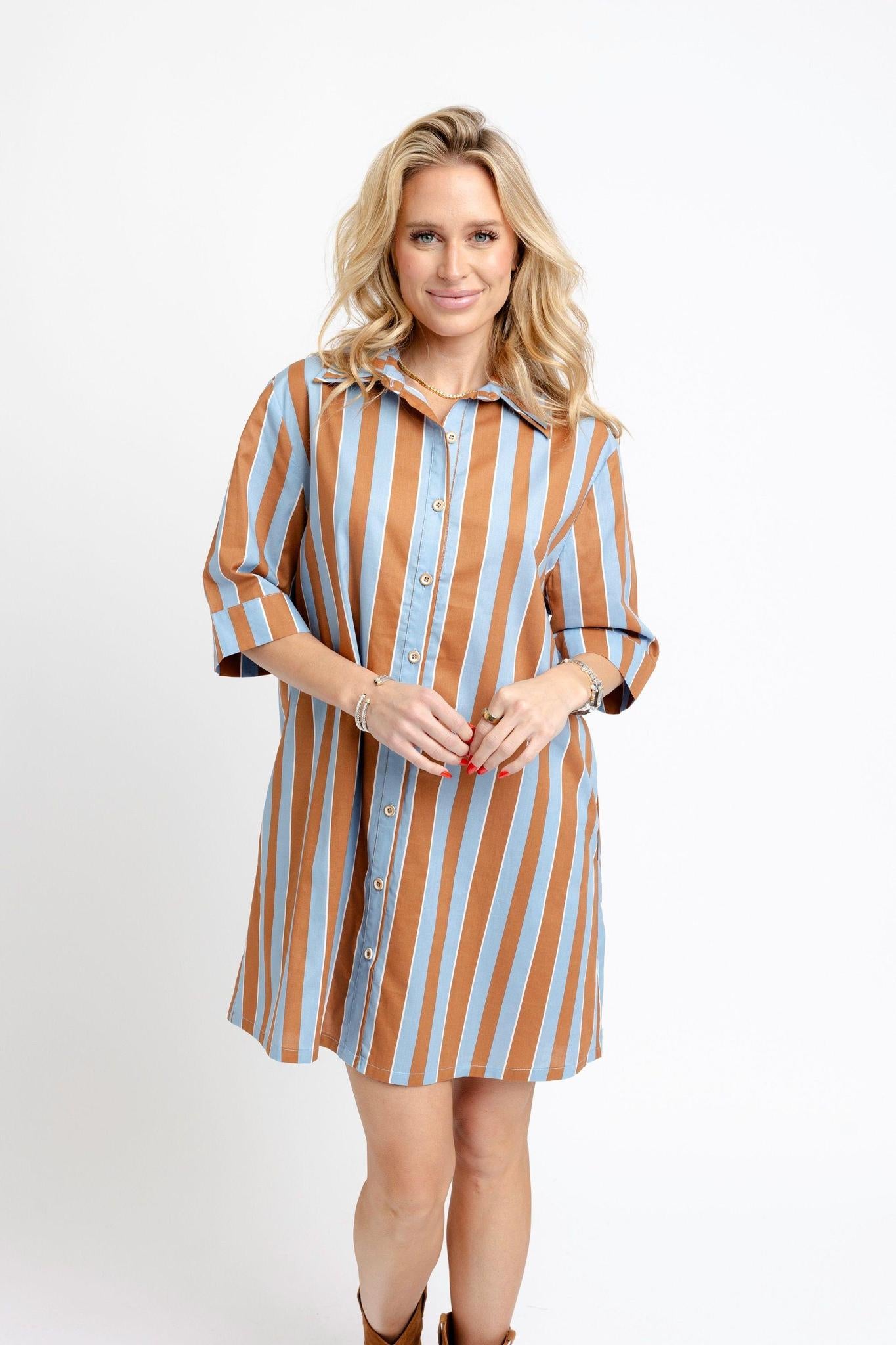 Bold Stripe Shirt Dress