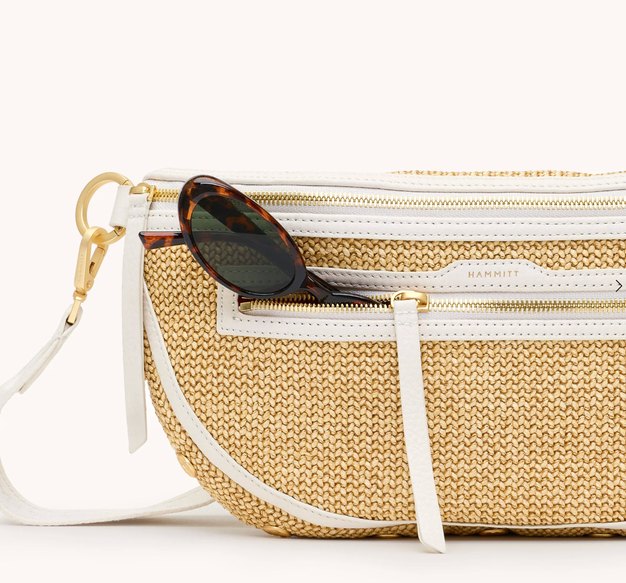 Hammitt Charles LG Crossbody- Calla Lilly White Raffia