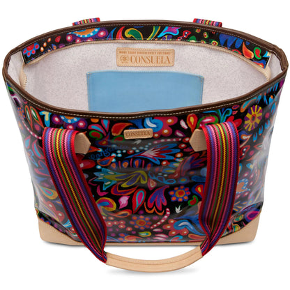 Zipper Tote- Sophie Black Swirly
