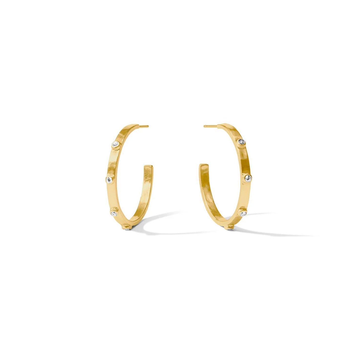 Crescent Stone Hoop- Cubic Zirconia