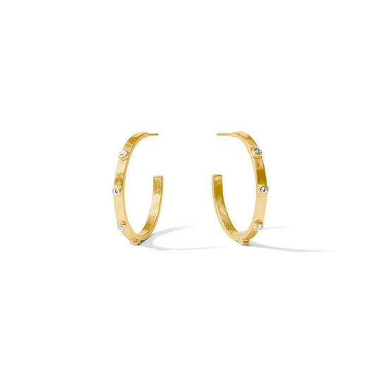 Crescent Stone Hoop- Cubic Zirconia