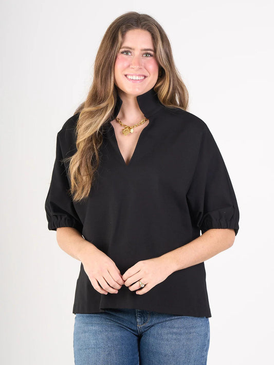 Poppy Top- Black Ponte