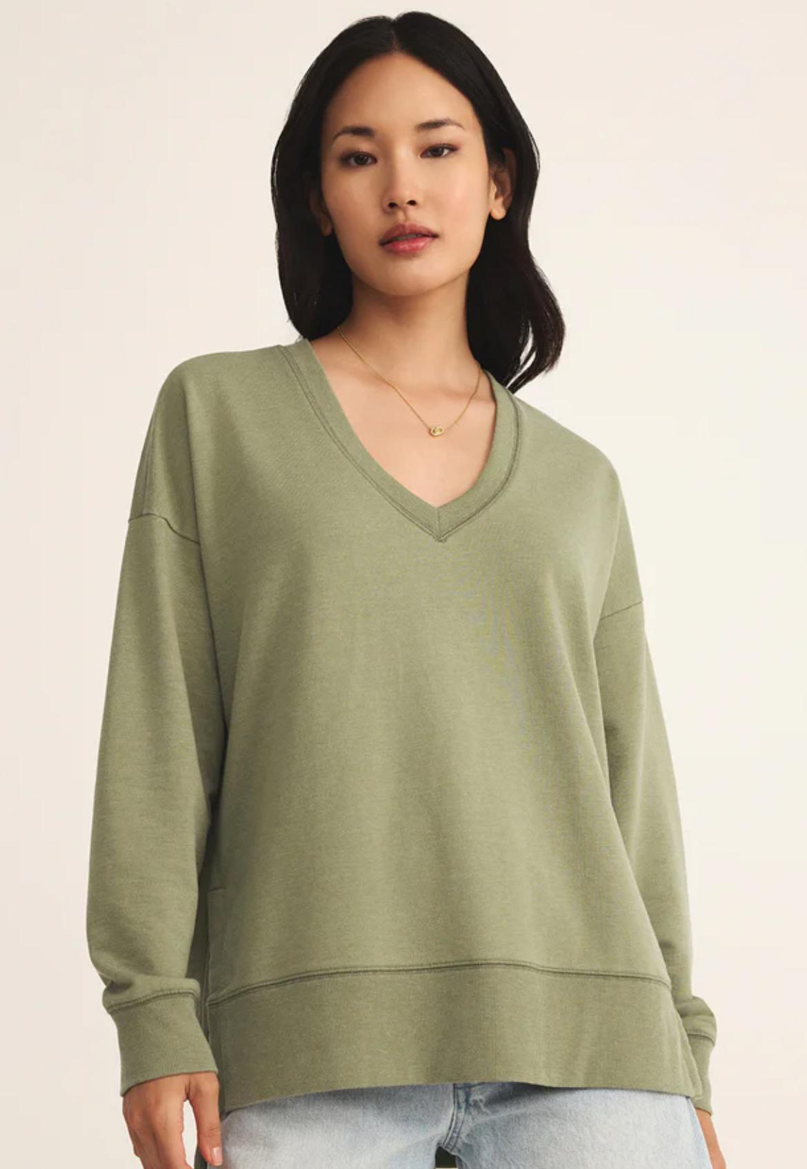 Modern V-Neck- Avocado