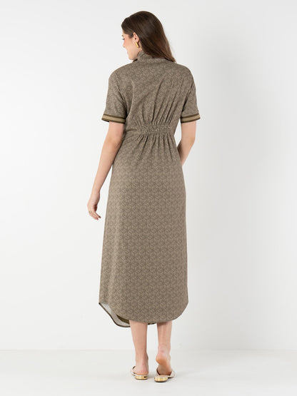 Emily McCarthy Georgia Dress- Green Tonal Monogram